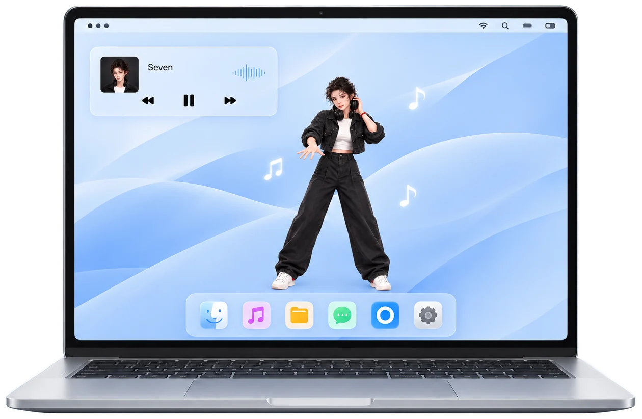 Sway 在 Mac 桌面上运行：角色跟着正在播放的歌跳舞